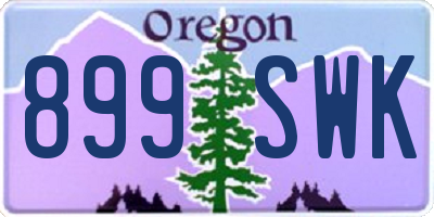 OR license plate 899SWK