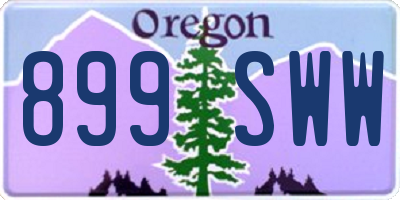 OR license plate 899SWW