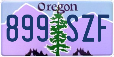OR license plate 899SZF