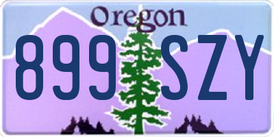 OR license plate 899SZY
