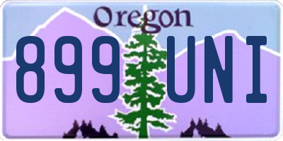 OR license plate 899UNI