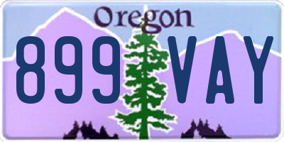 OR license plate 899VAY