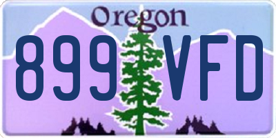 OR license plate 899VFD