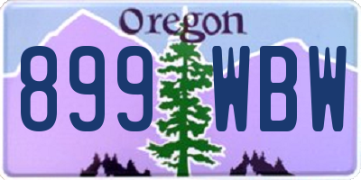 OR license plate 899WBW