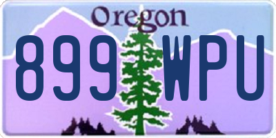 OR license plate 899WPU