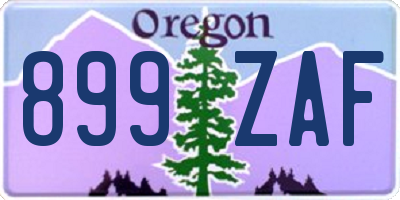 OR license plate 899ZAF