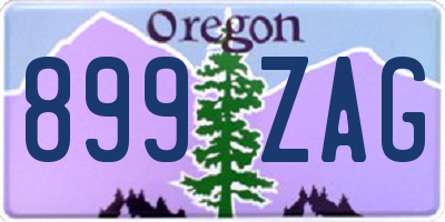 OR license plate 899ZAG