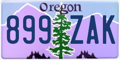 OR license plate 899ZAK