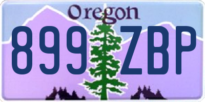 OR license plate 899ZBP