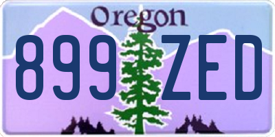 OR license plate 899ZED