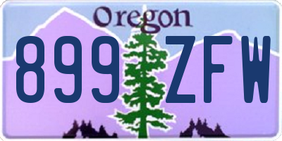 OR license plate 899ZFW