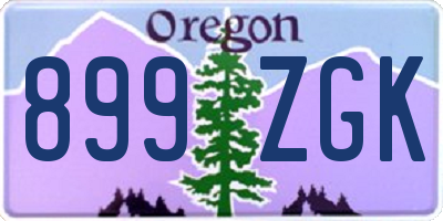 OR license plate 899ZGK