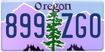 OR license plate 899ZGO