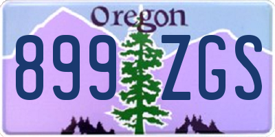 OR license plate 899ZGS