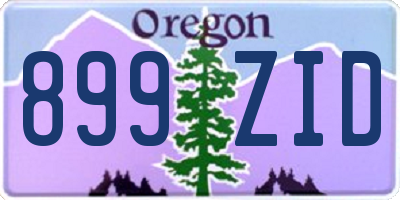 OR license plate 899ZID