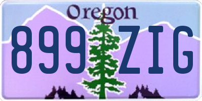 OR license plate 899ZIG