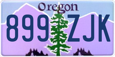 OR license plate 899ZJK