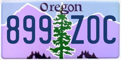 OR license plate 899ZOC