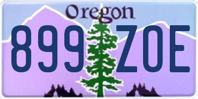 OR license plate 899ZOE
