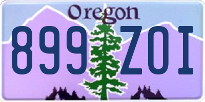 OR license plate 899ZOI