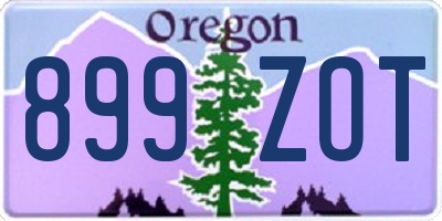 OR license plate 899ZOT