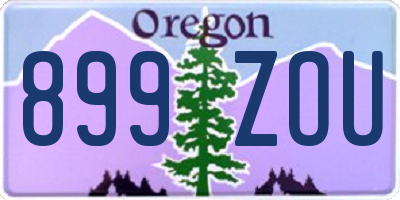 OR license plate 899ZOU