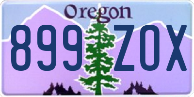 OR license plate 899ZOX