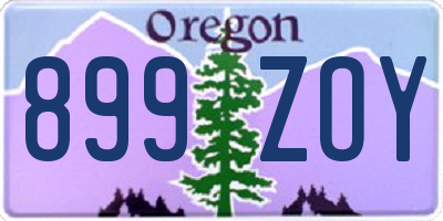OR license plate 899ZOY
