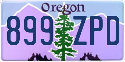 OR license plate 899ZPD
