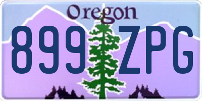 OR license plate 899ZPG