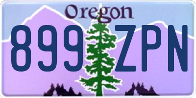 OR license plate 899ZPN