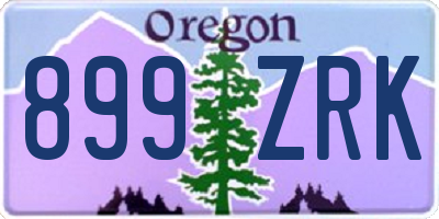 OR license plate 899ZRK
