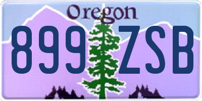 OR license plate 899ZSB