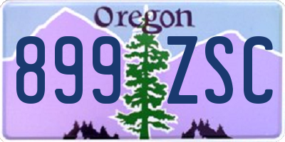 OR license plate 899ZSC