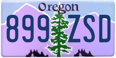 OR license plate 899ZSD