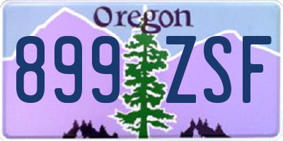 OR license plate 899ZSF