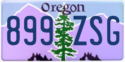 OR license plate 899ZSG