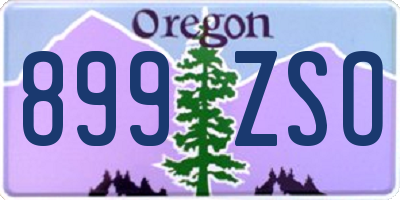 OR license plate 899ZSO