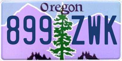 OR license plate 899ZWK