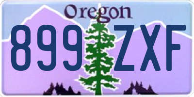 OR license plate 899ZXF