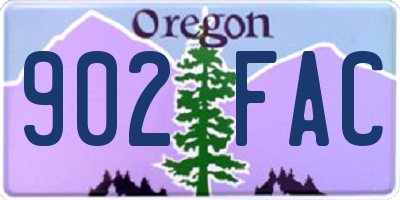 OR license plate 902FAC