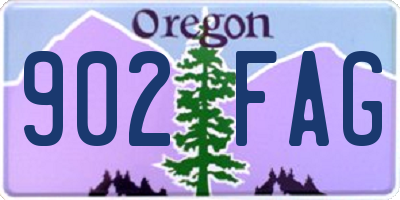 OR license plate 902FAG