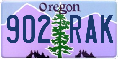 OR license plate 902RAK