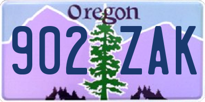 OR license plate 902ZAK