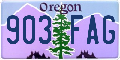 OR license plate 903FAG