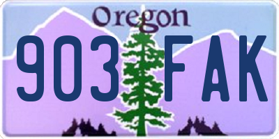 OR license plate 903FAK