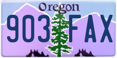 OR license plate 903FAX
