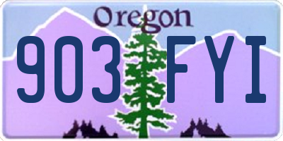OR license plate 903FYI