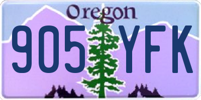 OR license plate 905YFK