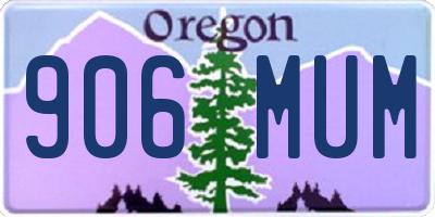 OR license plate 906MUM